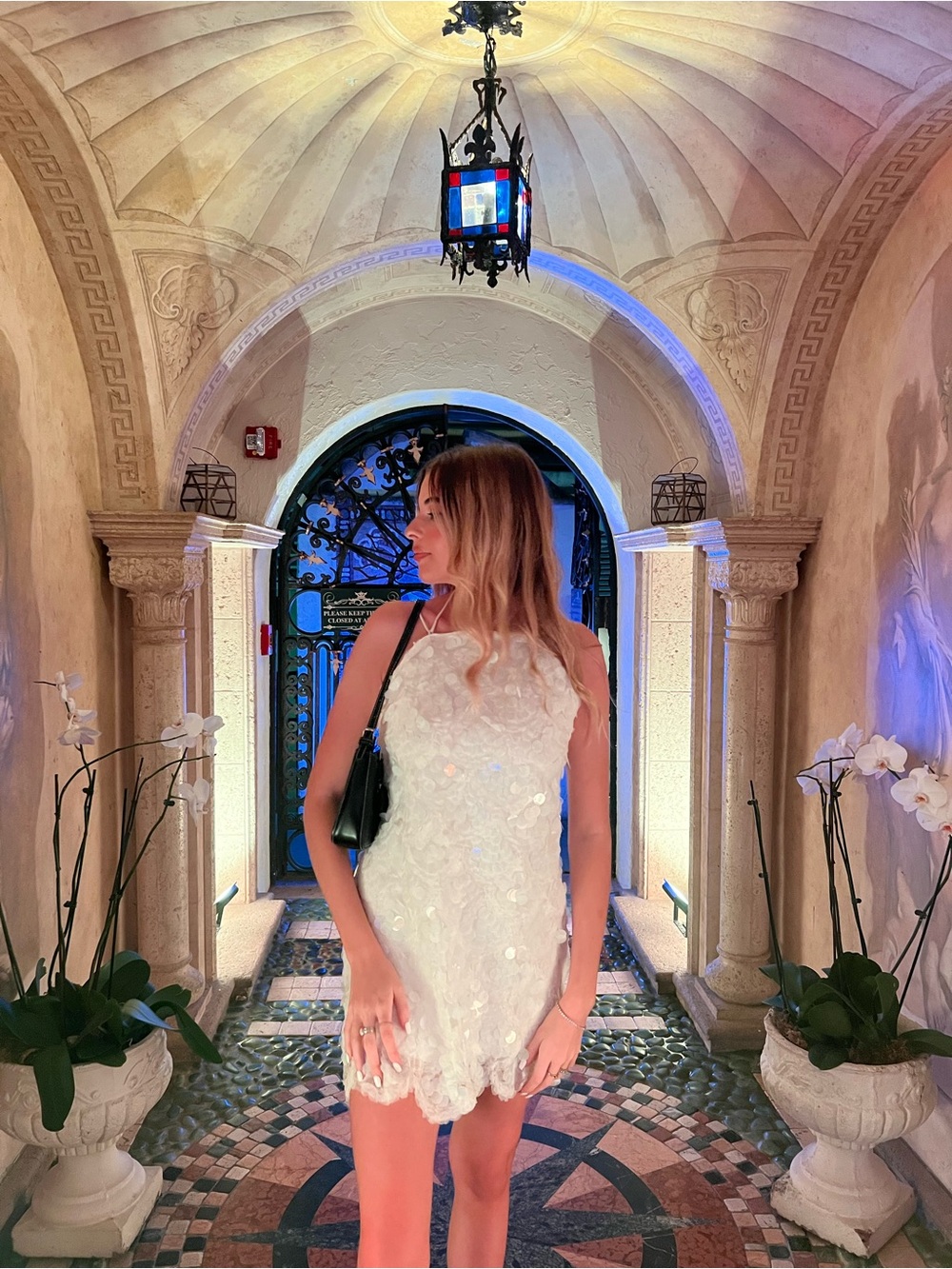 Mango White Sequin Embellished Mini Dress